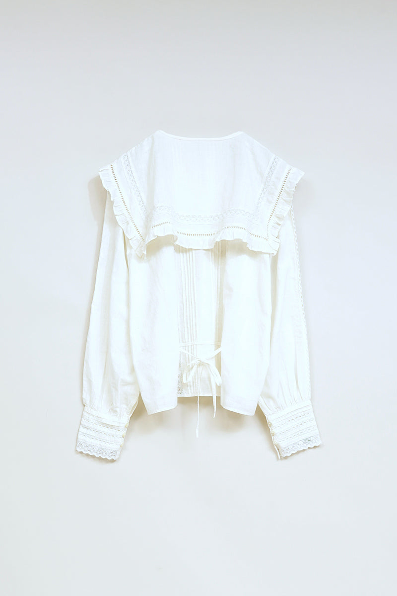 【ナイジェル・ケーボン】WOMAN / リバースレース ブラウス - カディ / LEAVERS LACE BLOUSE - KHADI