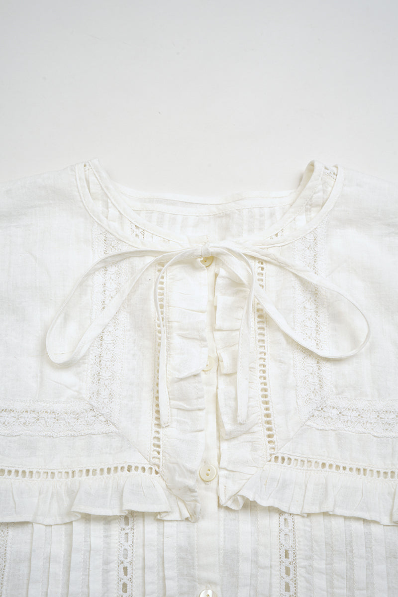 【ナイジェル・ケーボン】WOMAN / リバースレース ブラウス - カディ / LEAVERS LACE BLOUSE - KHADI