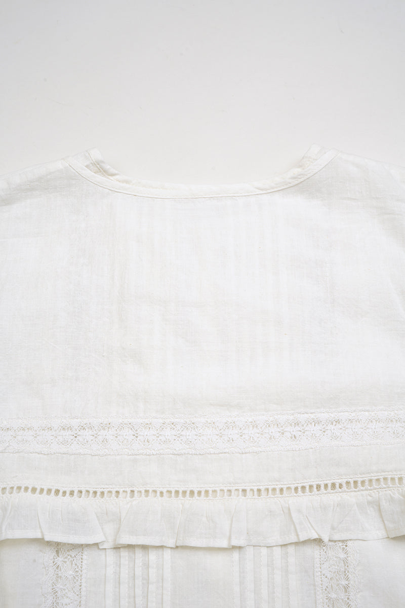 【ナイジェル・ケーボン】WOMAN / リバースレース ブラウス - カディ / LEAVERS LACE BLOUSE - KHADI