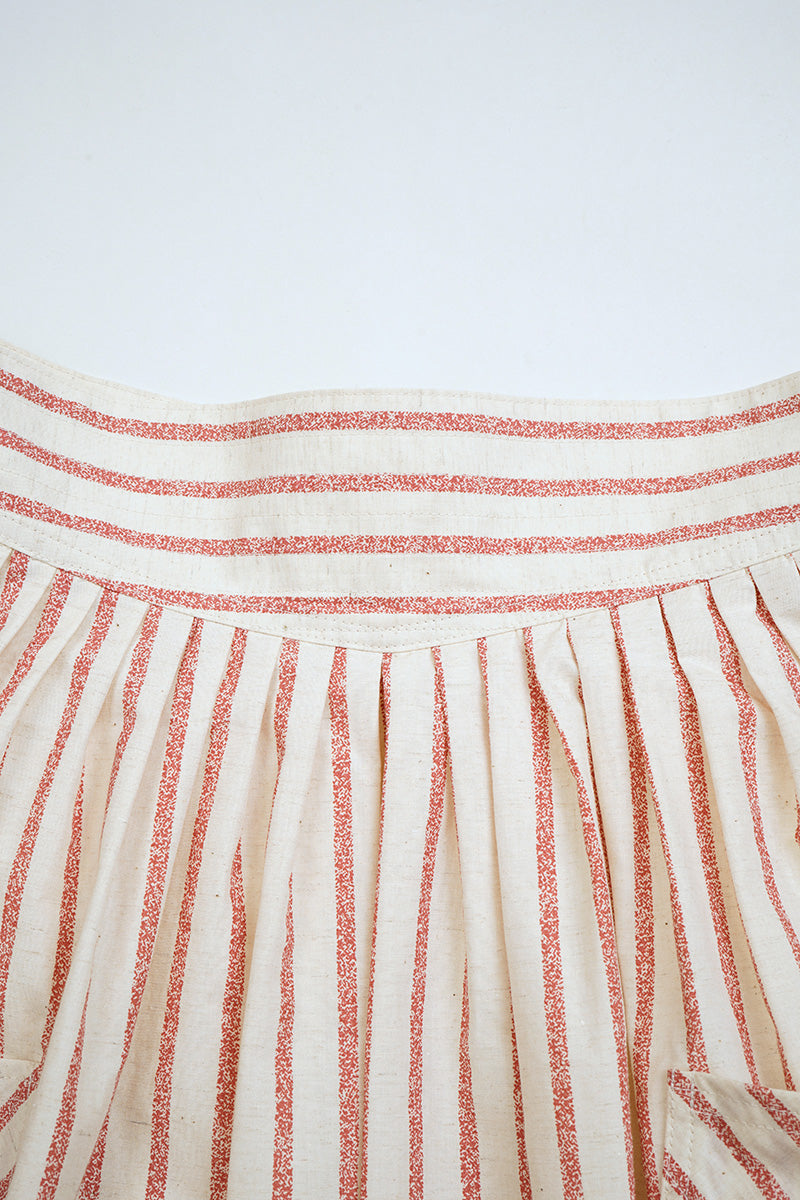 【ナイジェル・ケーボン】WOMAN / ワークスカート - ストライプコットンリネン / WORK SKIRT - STRIPE COTTON LINEN