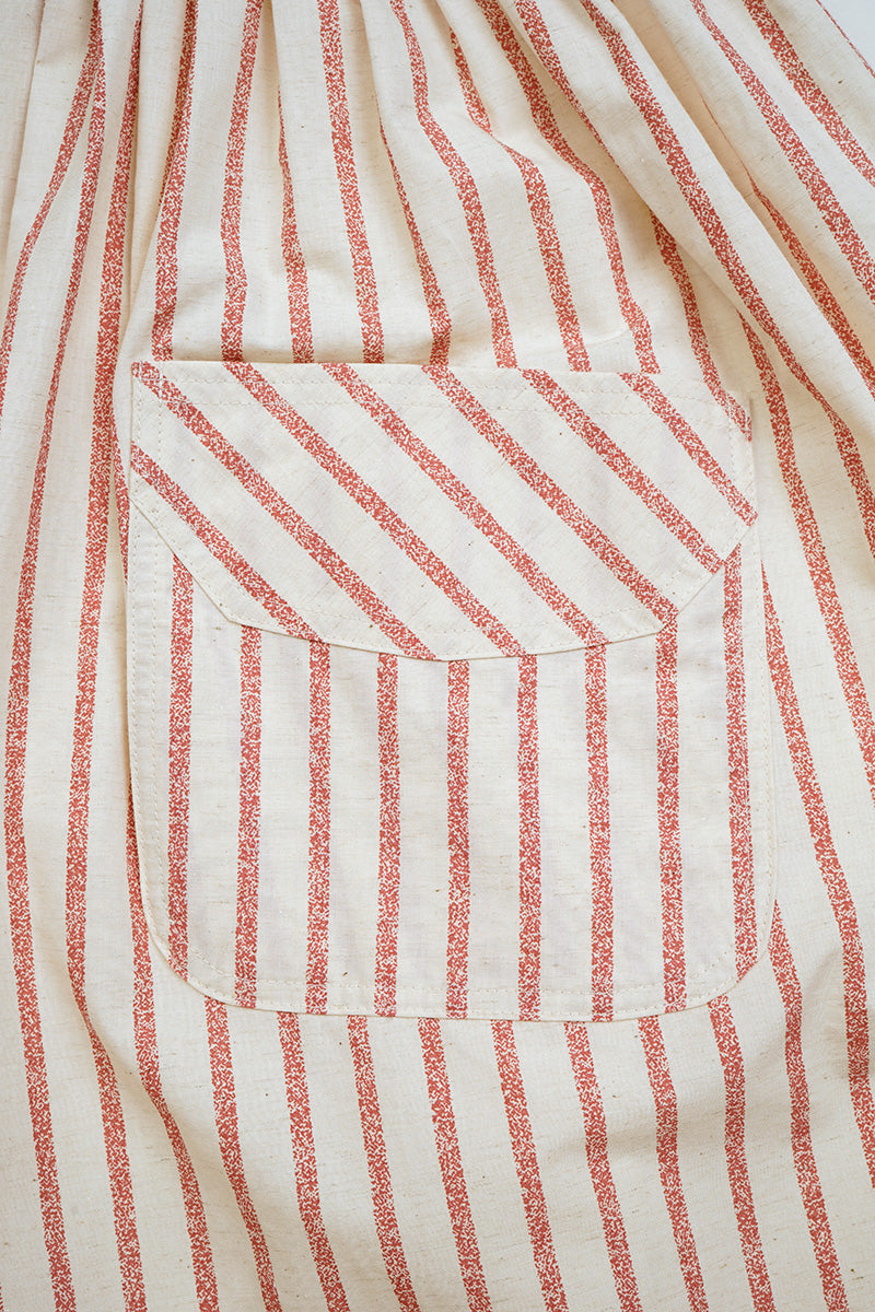 【ナイジェル・ケーボン】WOMAN / ワークスカート - ストライプコットンリネン / WORK SKIRT - STRIPE COTTON LINEN