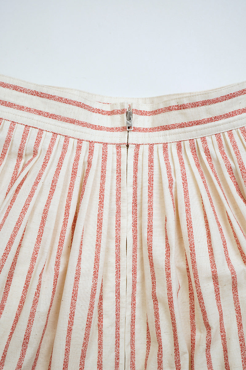 【ナイジェル・ケーボン】WOMAN / ワークスカート - ストライプコットンリネン / WORK SKIRT - STRIPE COTTON LINEN
