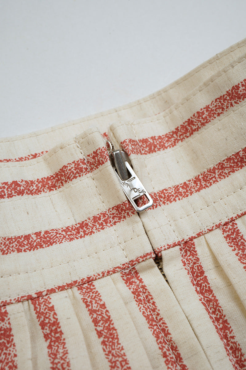 【ナイジェル・ケーボン】WOMAN / ワークスカート - ストライプコットンリネン / WORK SKIRT - STRIPE COTTON LINEN