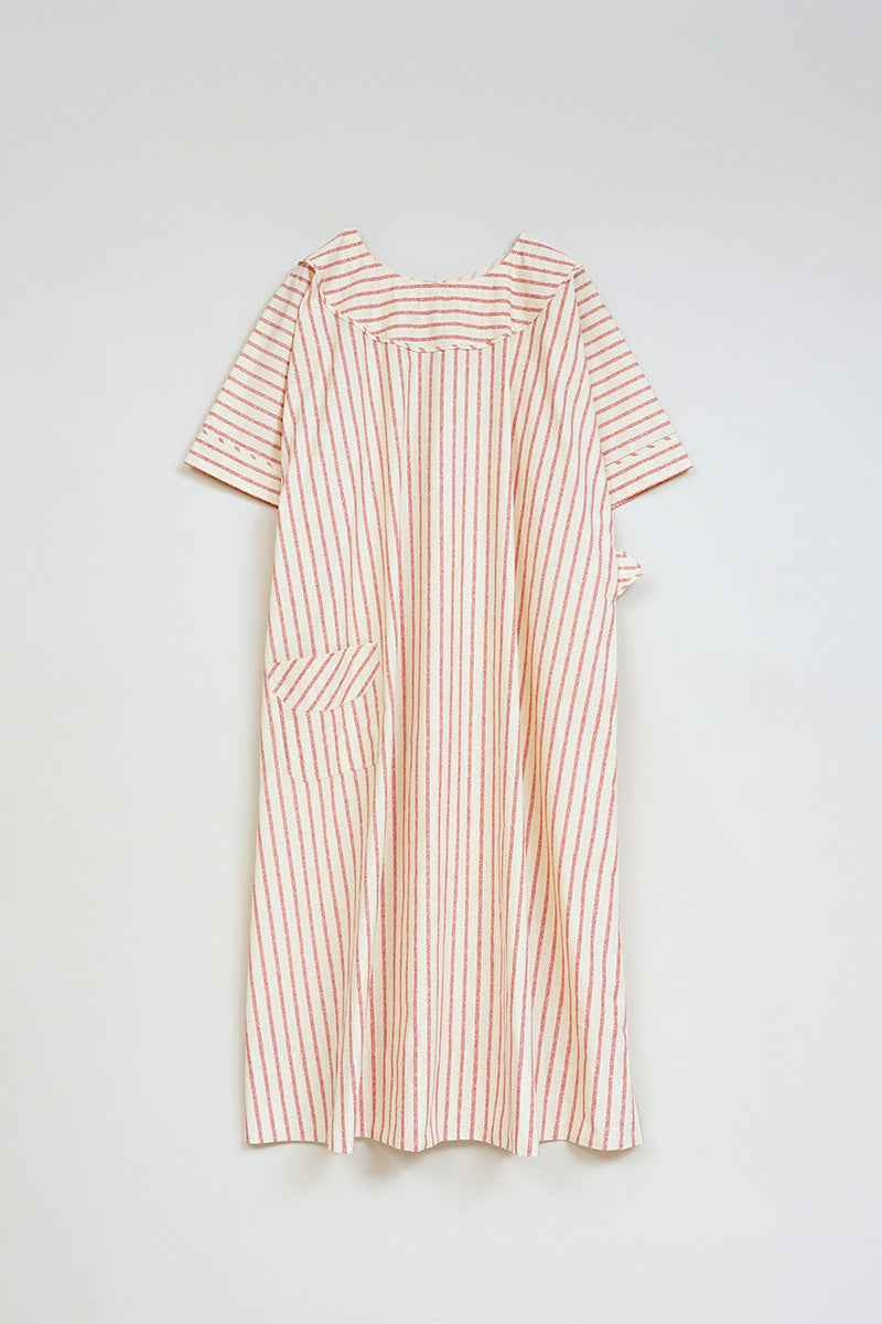 【ナイジェル・ケーボン】WOMAN / 2ウェイ ワークドレス - ストライプ コットンリネン / 2WAY WORK DRESS - STRIPE COTTON LINEN