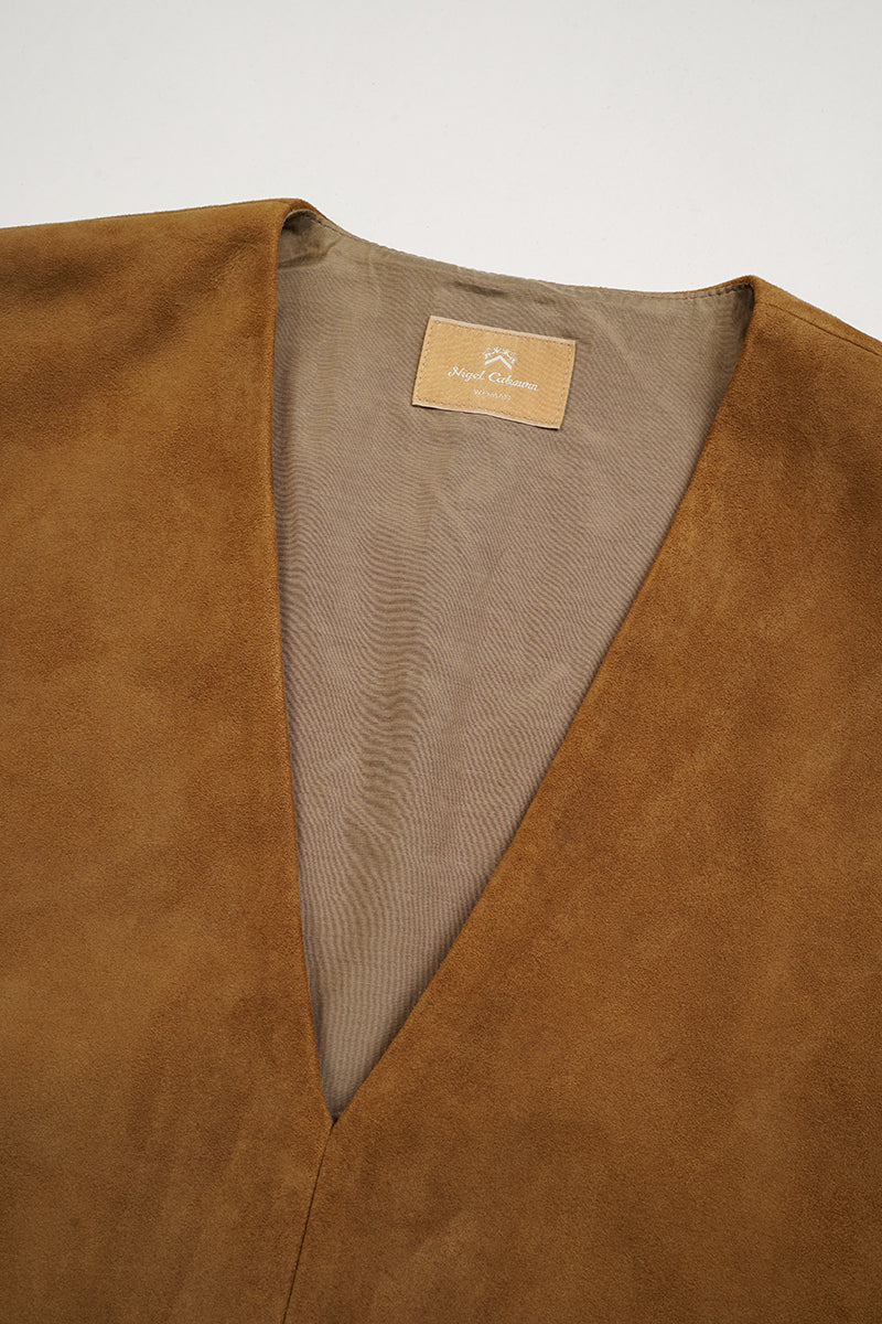 【限定品】KAJA REALISTIC SUEDE VEST OVY 着るだけで上品に》SHEEP SUEDE VEST