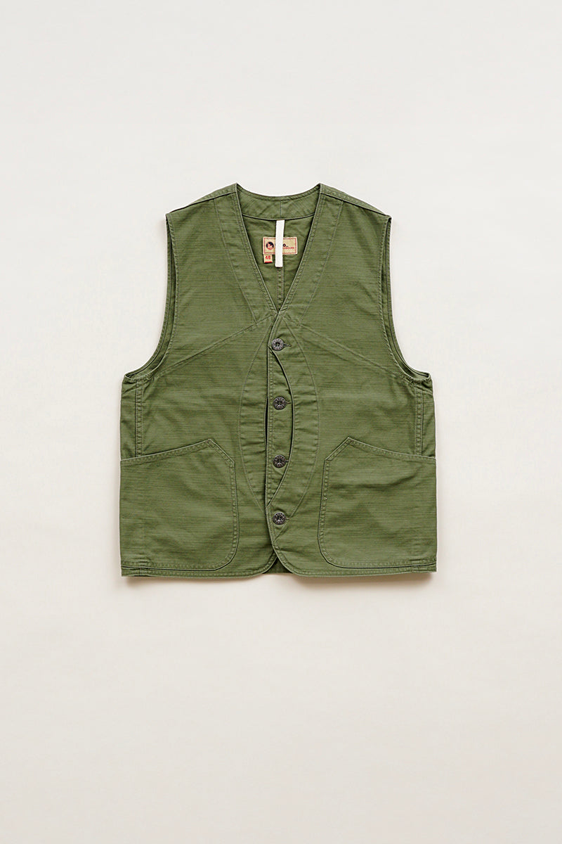 【ナイジェル・ケーボン】UNISEX / ワークスーツベスト - スラブサテン / V01 WORK SUIT VEST - SLUB SATEEN