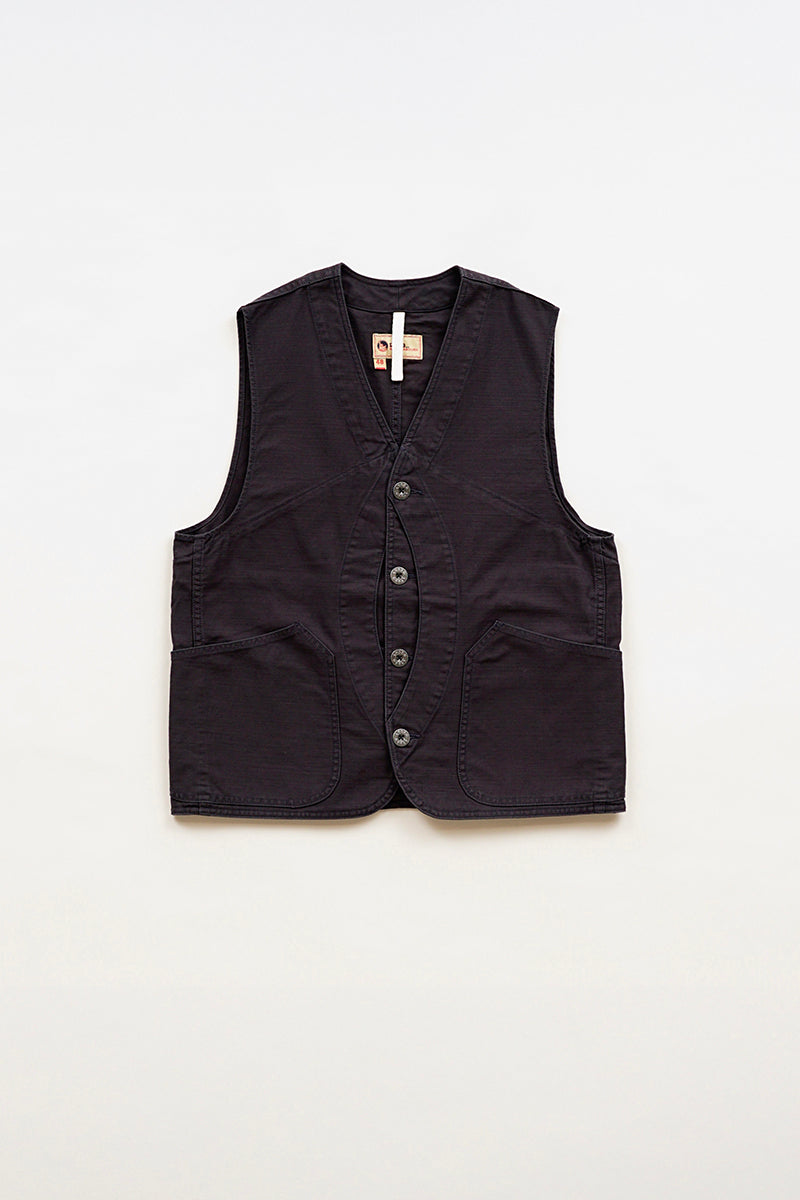 【ナイジェル・ケーボン】UNISEX / ワークスーツベスト - スラブサテン / V01 WORK SUIT VEST - SLUB SATEEN