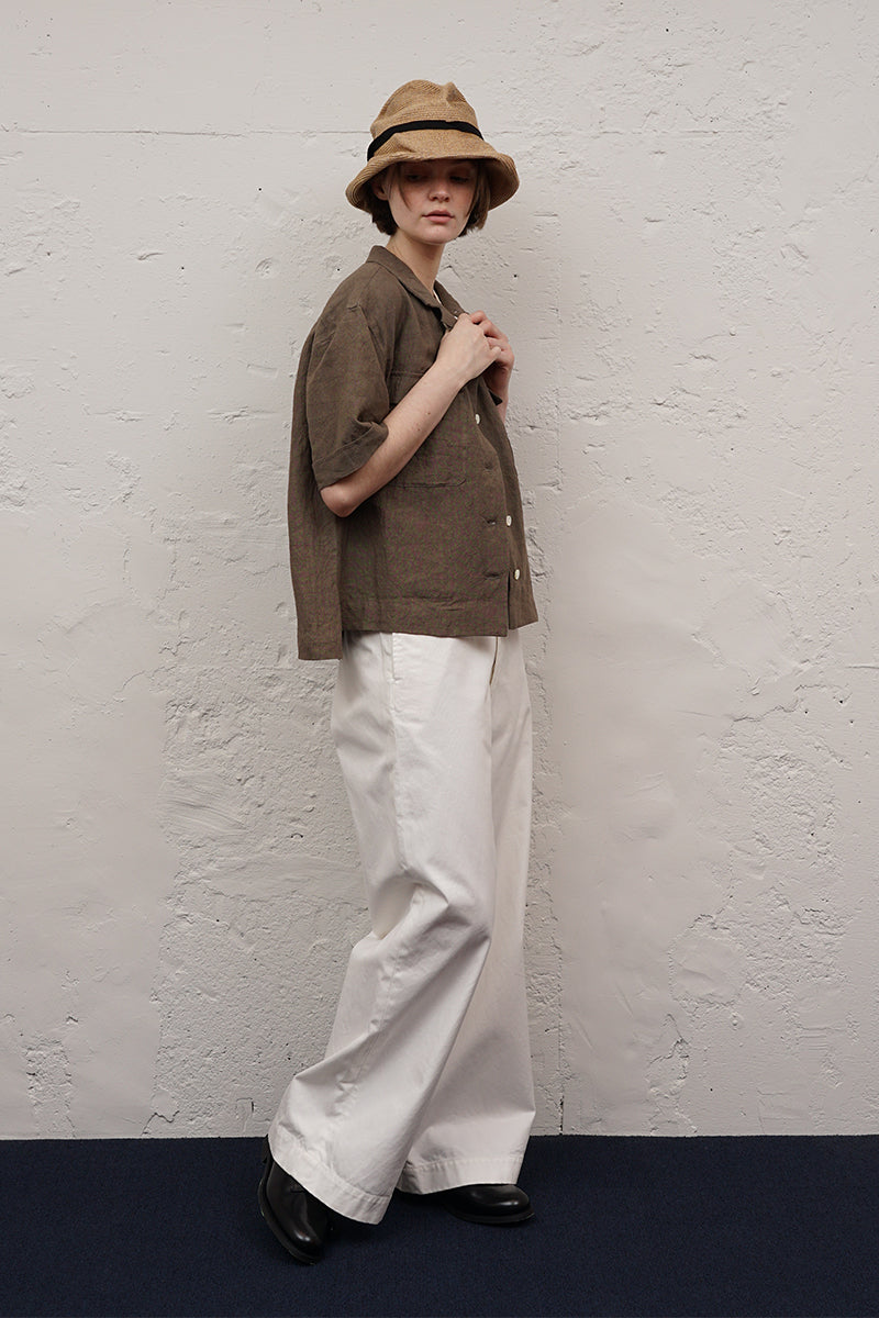 【ナイジェル・ケーボン】WOMAN / オープンカラーシャツ -リネン / OPEN COLLAR SHIRT - LINEN