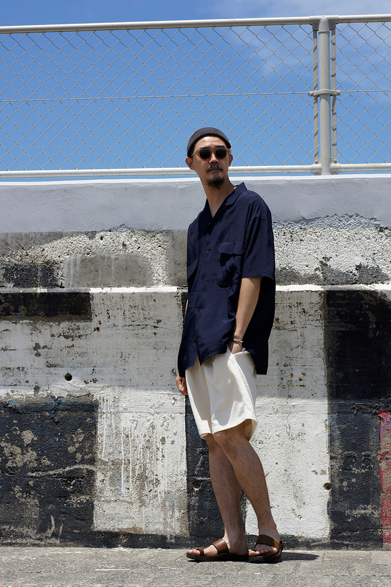 【ナイジェル・ケーボン】MAN / オープンカラーシャツ - レーヨンサルファーダイ / OPEN COLLAR SHIRT - RAYON SULFUR DYE