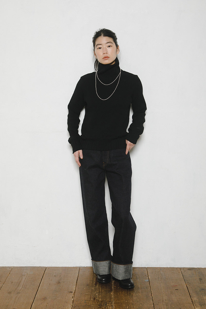 【ナイジェル・ケーボン】WOMAN / タートルネック ビッグワッフル - ブラック / TURTLE NECK BIG WAFFLE - BLACK