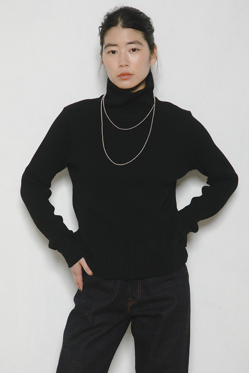 【ナイジェル・ケーボン】WOMAN / タートルネック ビッグワッフル - ブラック / TURTLE NECK BIG WAFFLE - BLACK