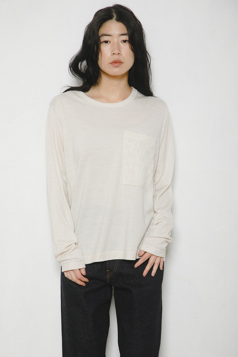 【ナイジェル・ケーボン】WOMAN / レーシーニット ポケット Tシャツ / LACEY KNIT POCKET T-SH
