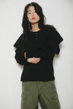 【ナイジェル・ケーボン】WOMAN / レーシーニット カラー Tシャツ /  LACEY KNIT COLLAR T-SH