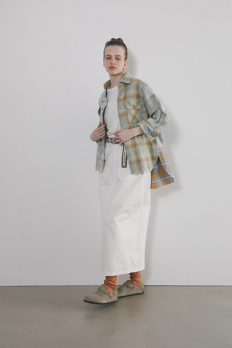 【ナイジェル・ケーボン】WOMAN / スウェディッシュ ランチスカート - ヘリンボーン / SWEDISH RANCH SKIRT - HERRINGBONE