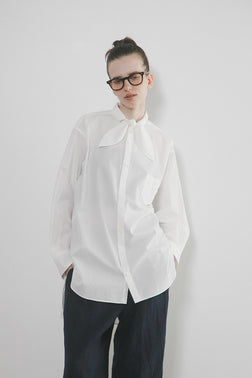 【ナイジェル・ケーボン】WOMAN / ボウタイ ブラウス - コットンツイル / BOW TIE BLOUSE COTTON TWILL