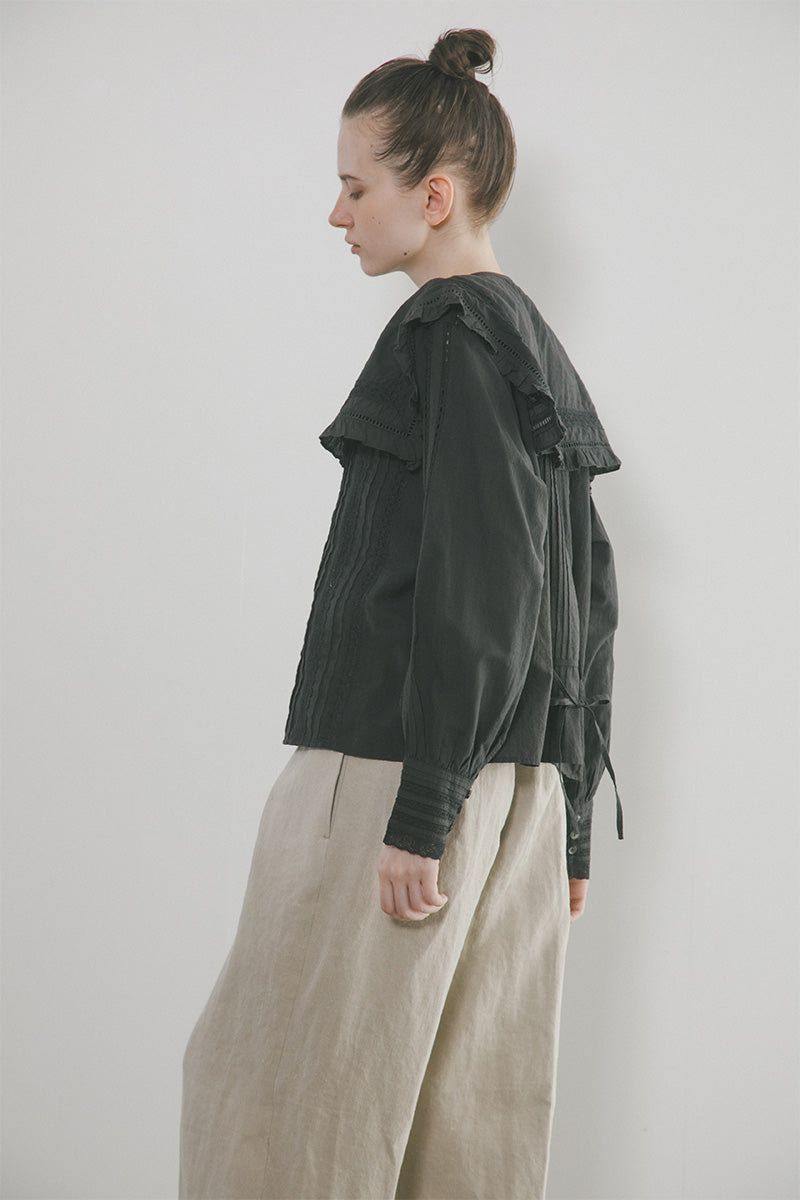 【ナイジェル・ケーボン】WOMAN / リバースレース ブラウス - カディ / LEAVERS LACE BLOUSE - KHADI