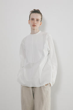 【ナイジェル・ケーボン】WOMAN / スターチドボザム シャツ- コットンツイル / STARCHED BOSOM SHIRT -  COTTON TWILL