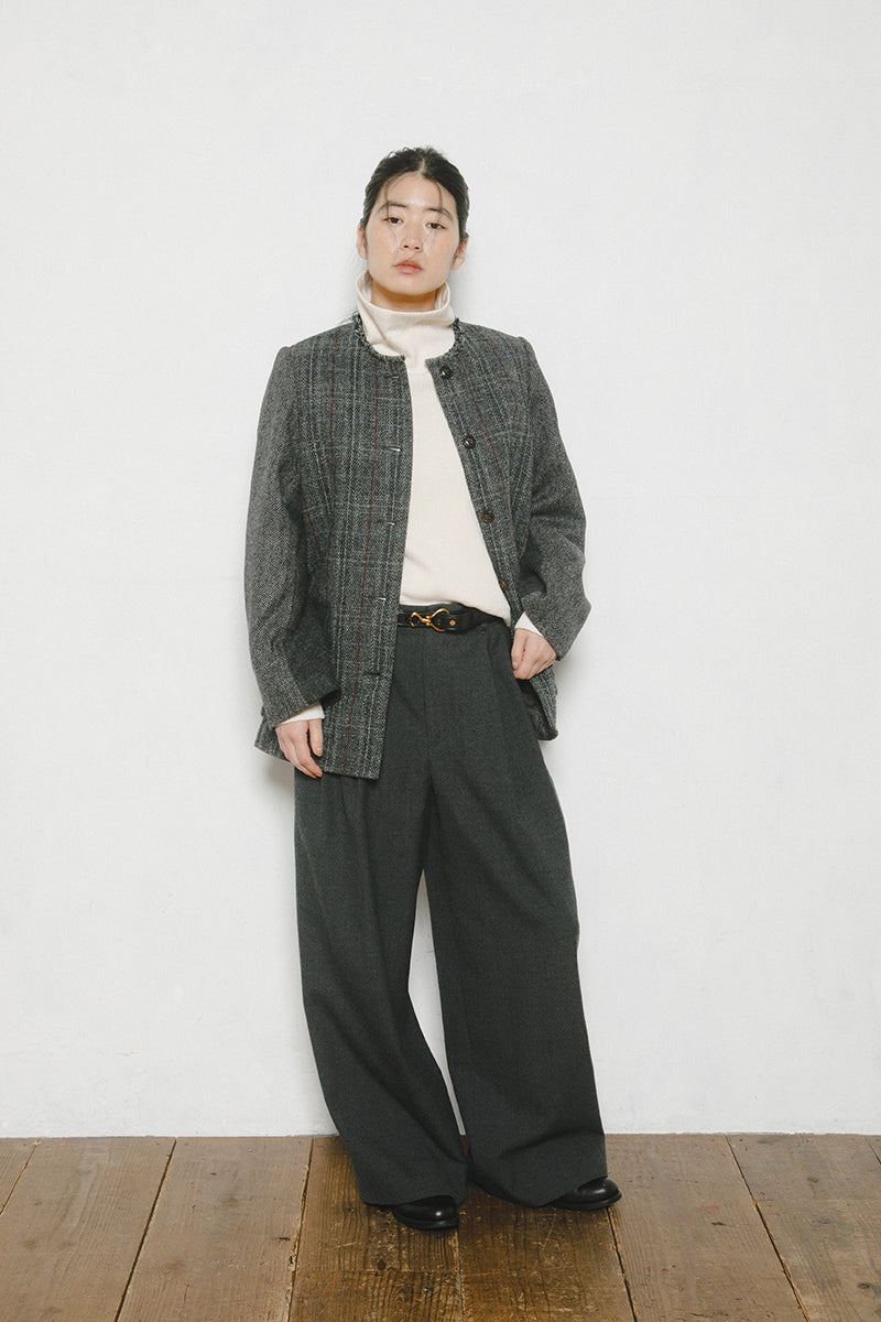 【ナイジェル・ケーボン】WOMAN / カラーレスジャケット ブリティッシュツイード / COLLARLESS JK BRITISH TWEED