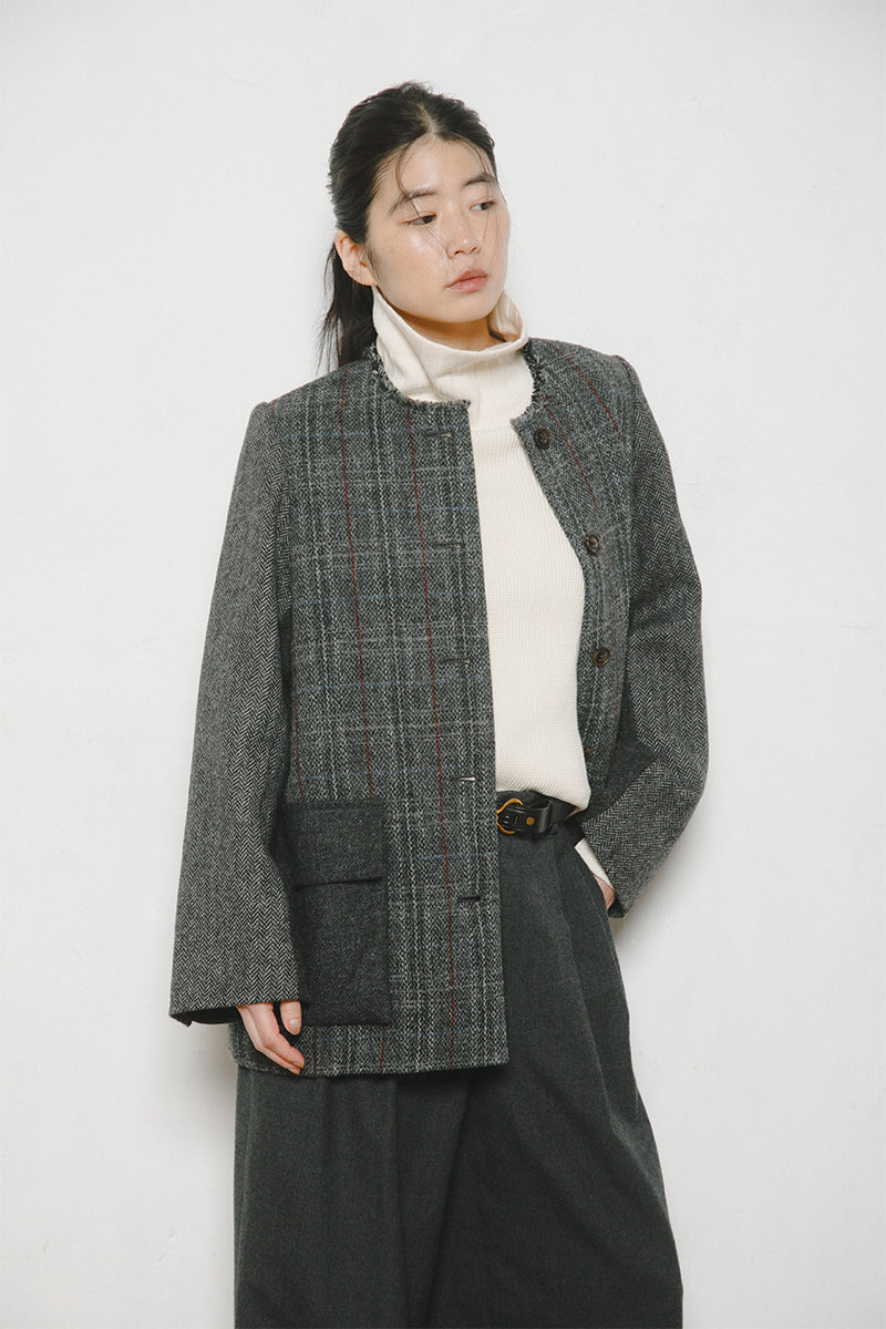 【ナイジェル・ケーボン】WOMAN / カラーレスジャケット ブリティッシュツイード / COLLARLESS JK BRITISH TWEED