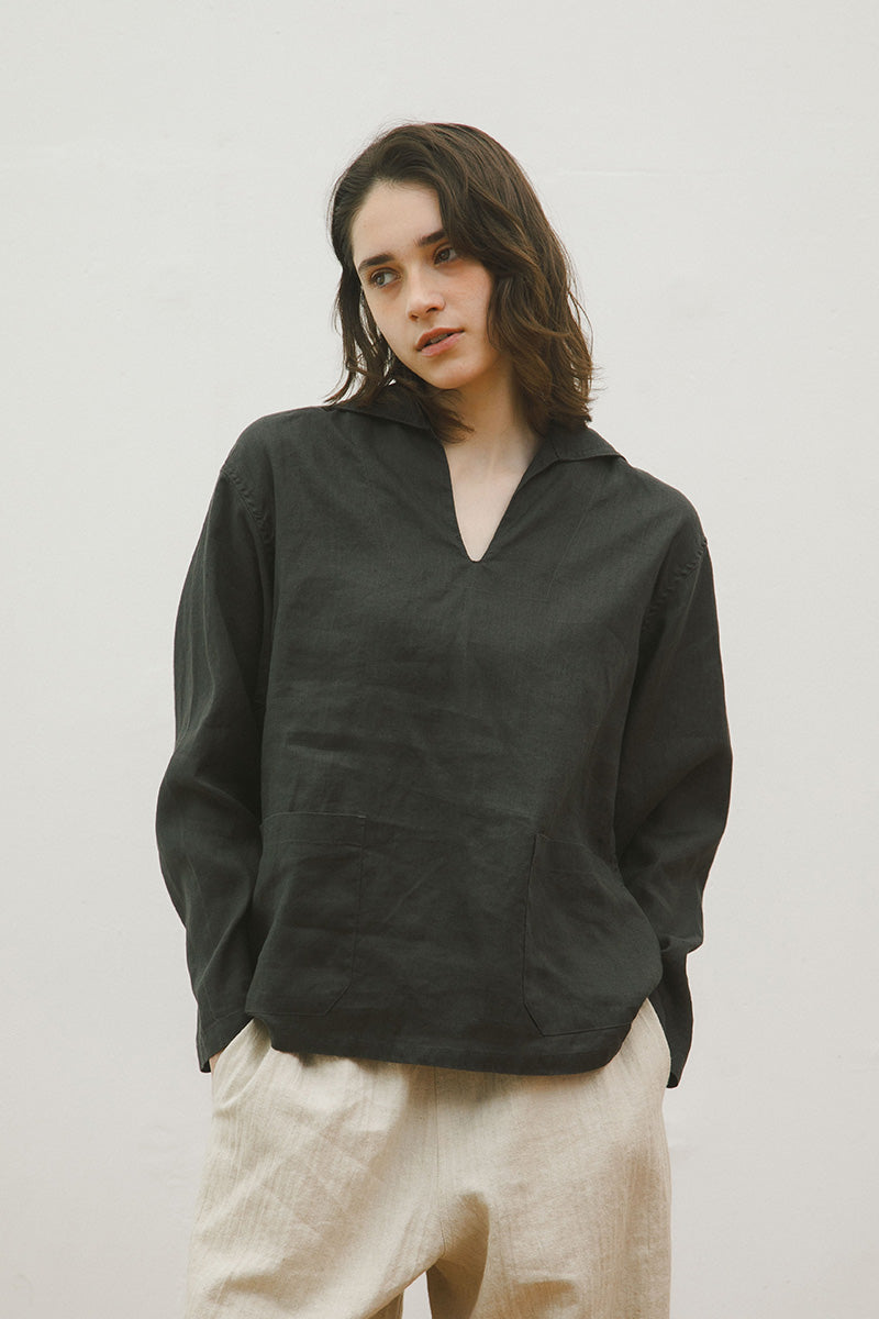 【ナイジェル・ケーボン】WOMAN / フレンチ プルオーバー シャツ- ヘンプ / FRENCH P/O SHIRT - HEMP