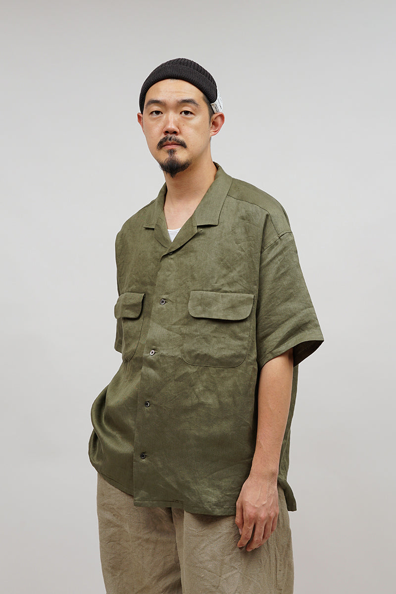 【ナイジェル・ケーボン】MAN / オープンカラーシャツ - リネンツイル / OPEN COLLAR SHIRT - LINEN TWILL