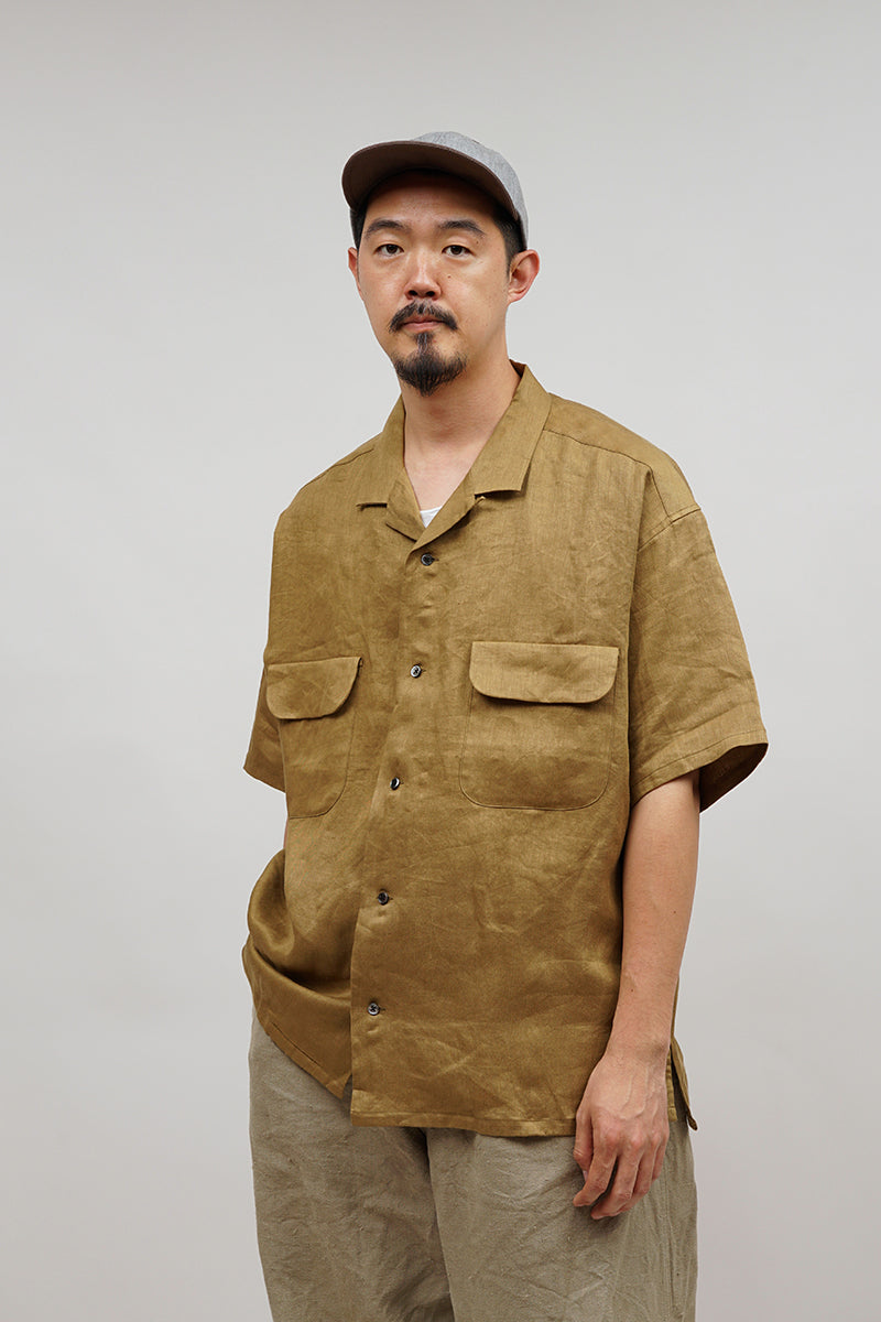 【ナイジェル・ケーボン】MAN / オープンカラーシャツ - リネンツイル / OPEN COLLAR SHIRT - LINEN TWILL