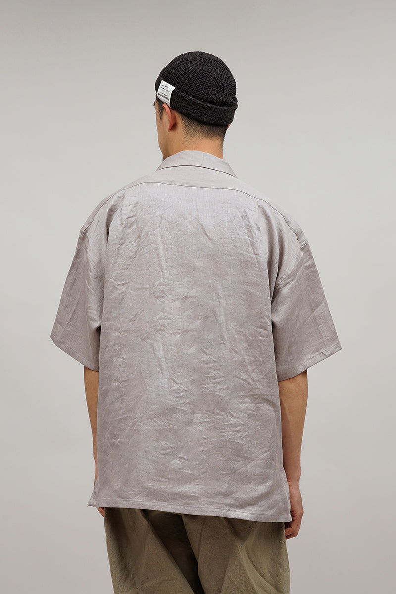 【ナイジェル・ケーボン】UNISEX / オープンカラーシャツ - リネンツイル / OPEN COLLAR SHIRT - LINEN TWILL