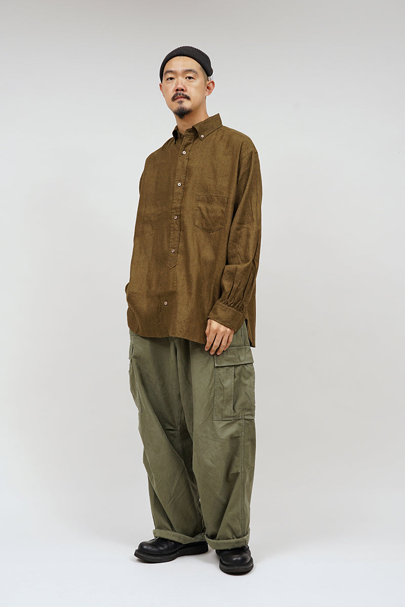 【ナイジェル・ケーボン】MAN / ブリティッシュオフィサーズシャツ - ヘンプホースクロス / BRITISH OFFICERS SHIRT - HEMPHORSE CLOTH