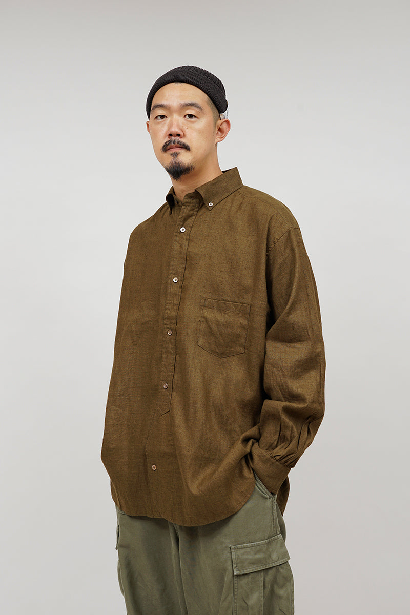 【ナイジェル・ケーボン】MAN / ブリティッシュオフィサーズシャツ - ヘンプホースクロス / BRITISH OFFICERS SHIRT - HEMPHORSE CLOTH