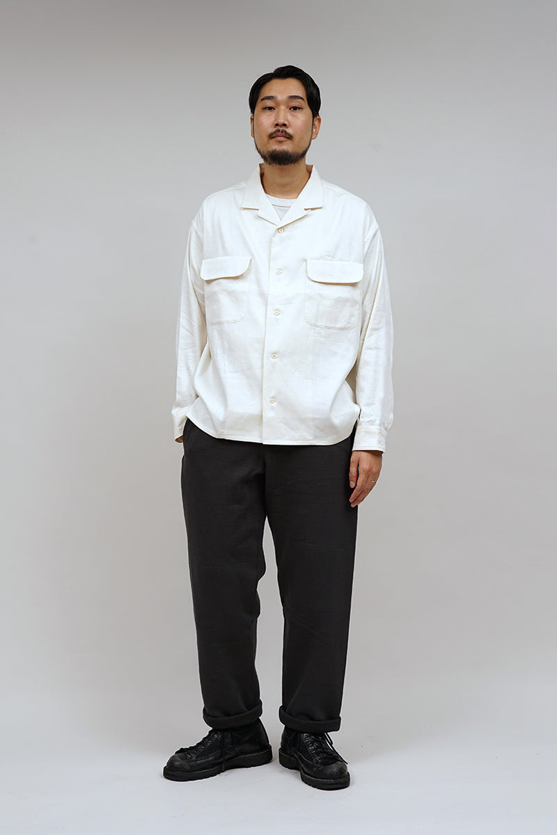 【ナイジェル・ケーボン】MAN / オープンカラーシャツ - リネンフリース / OPEN COLLAR SHIRT - LINEN FLEECE