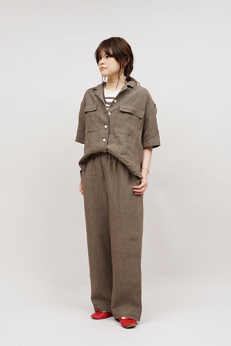 【ナイジェル・ケーボン】WOMAN / オープンカラーシャツ -リネン / OPEN COLLAR SHIRT - LINEN