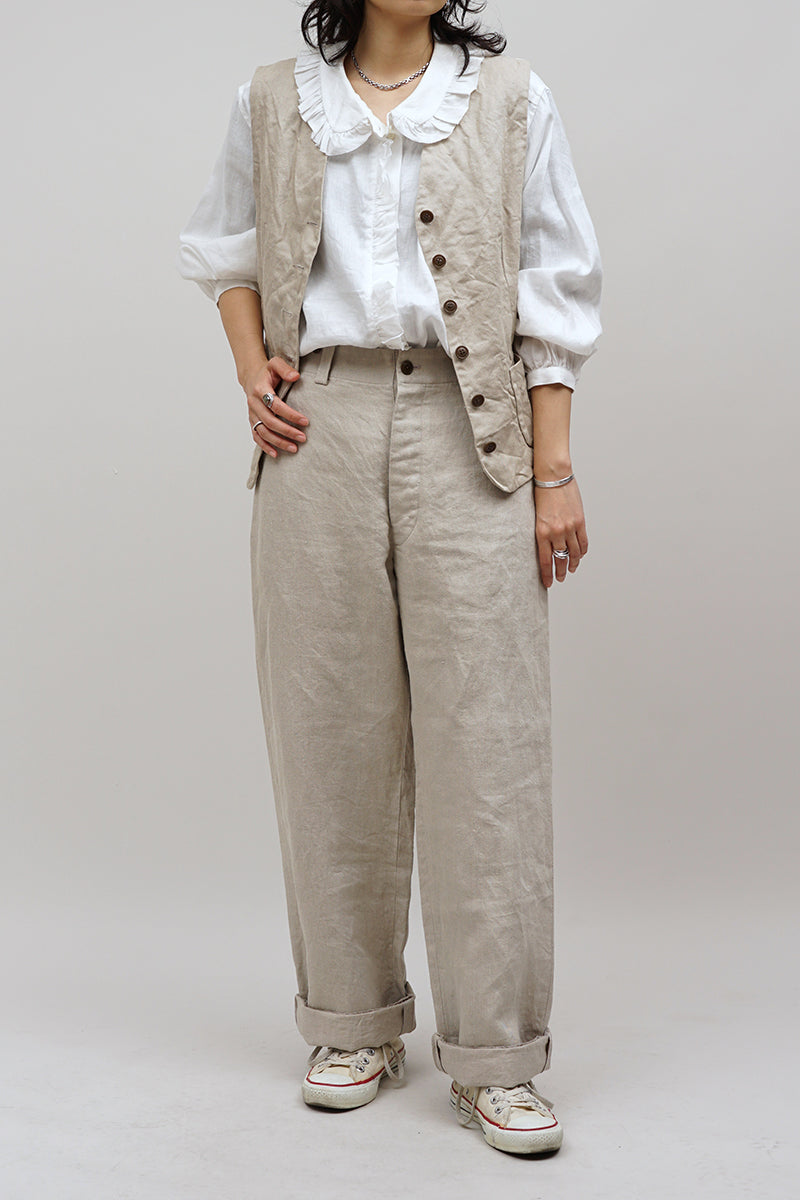 【ナイジェル・ケーボン】WOMAN / オールドフレンチブラウス - ヘンプポプリン / OLD FRENCH BLOUSE ‐ HEMP POPLIN