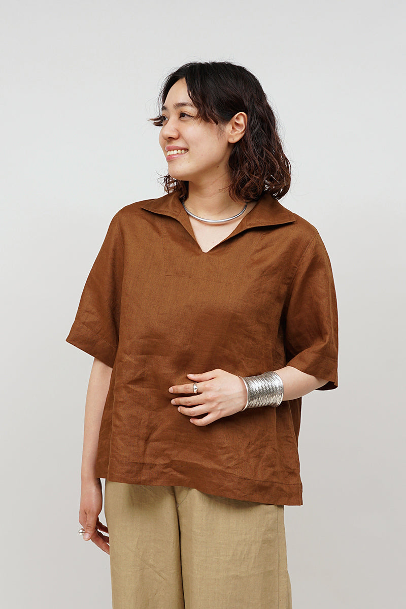 【ナイジェル・ケーボン】WOMAN / スキッパーシャツ -リネン / SKIPPER SHIRT S/S  - LINEN