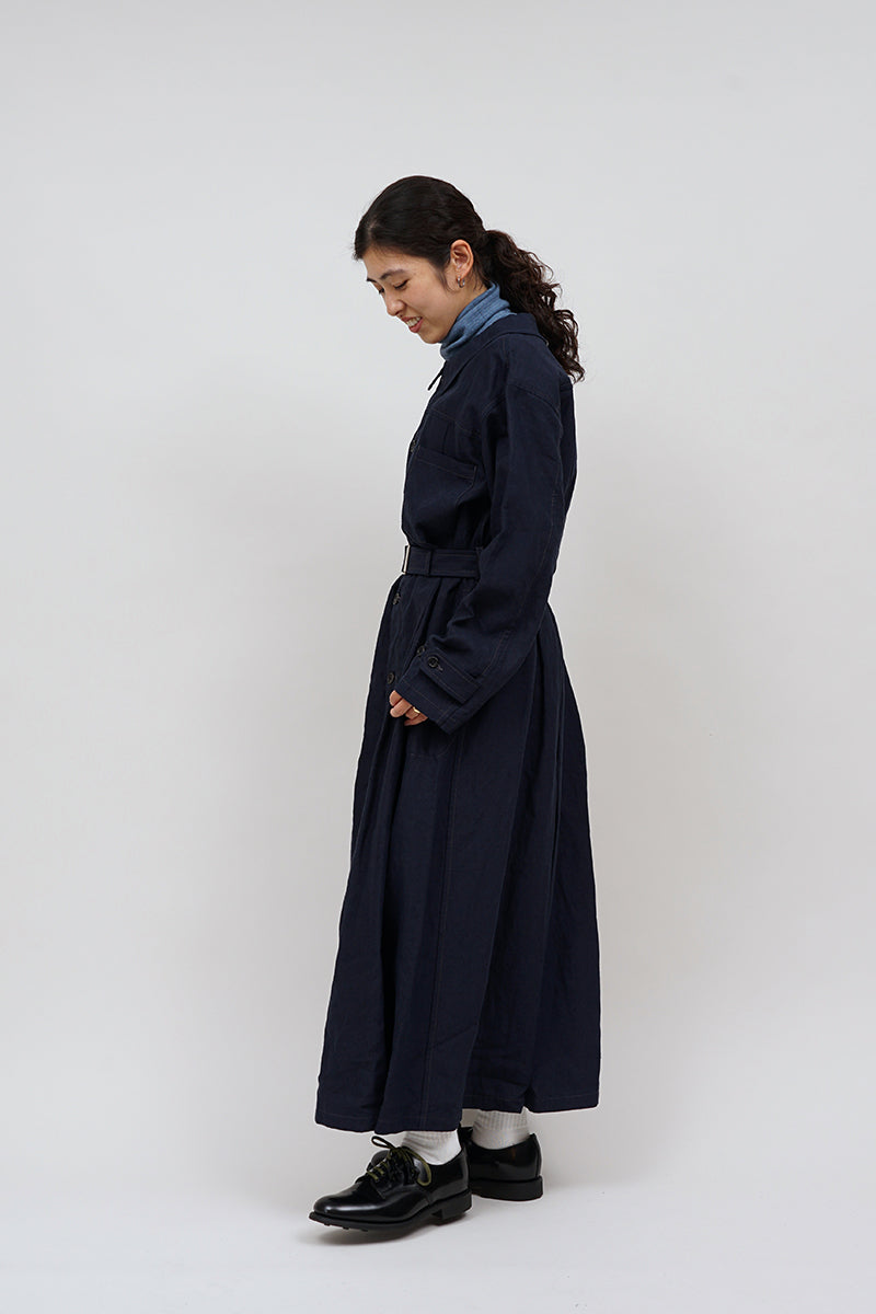 【ナイジェル・ケーボン】WOMAN / フレンチワークドレス - ハイデンシティリネン / FRENCH WORK DRESS - HIGH DENSITY LINEN