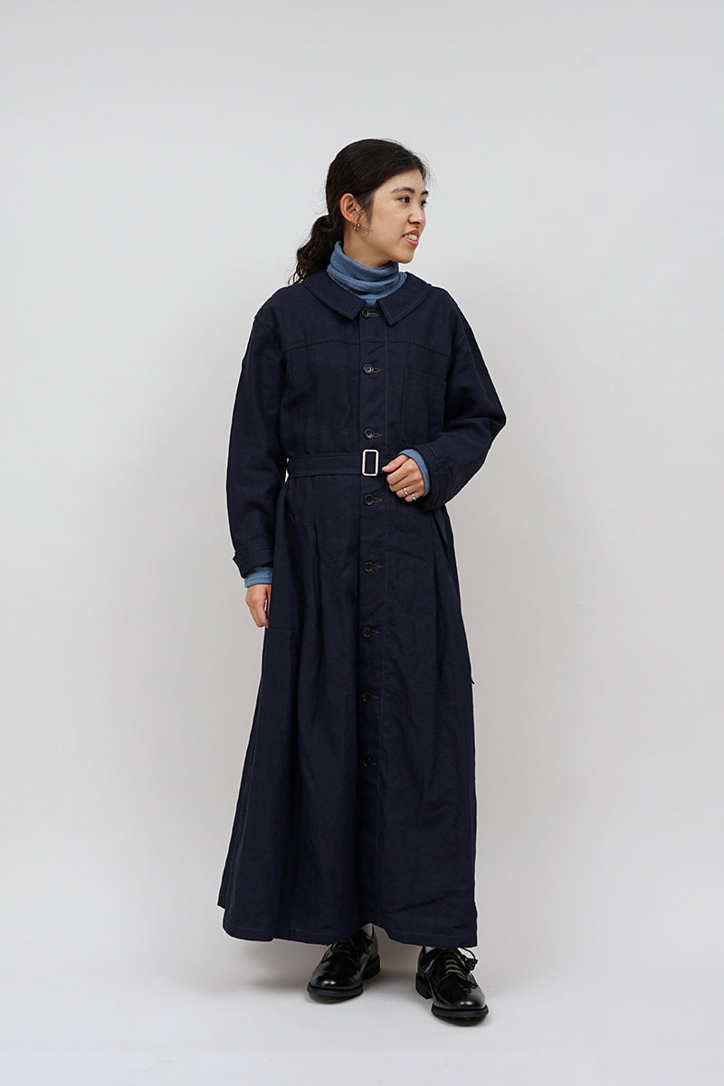 【ナイジェル・ケーボン】WOMAN / フレンチワークドレス - ハイデンシティリネン / FRENCH WORK DRESS - HIGH DENSITY LINEN