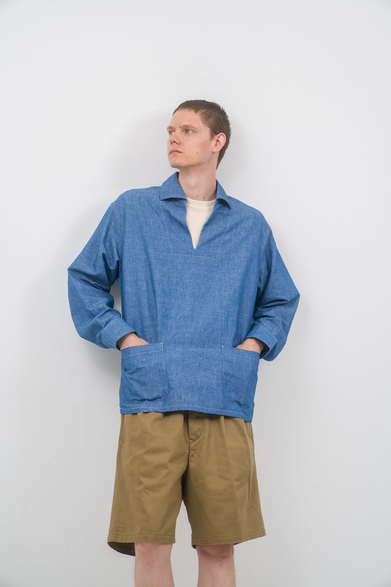 【ナイジェル・ケーボン】MAN / フレンチプルオーバーシャツ - ダンガリー / FRENCH PULLOVER SHIRT - DUNGAREE