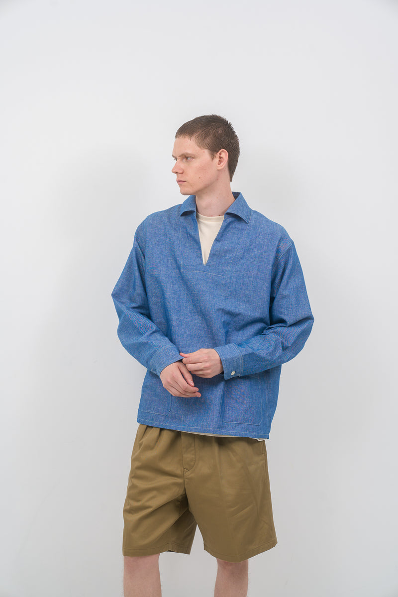 【ナイジェル・ケーボン】MAN / フレンチプルオーバーシャツ - ダンガリー / FRENCH PULLOVER SHIRT - DUNGAREE