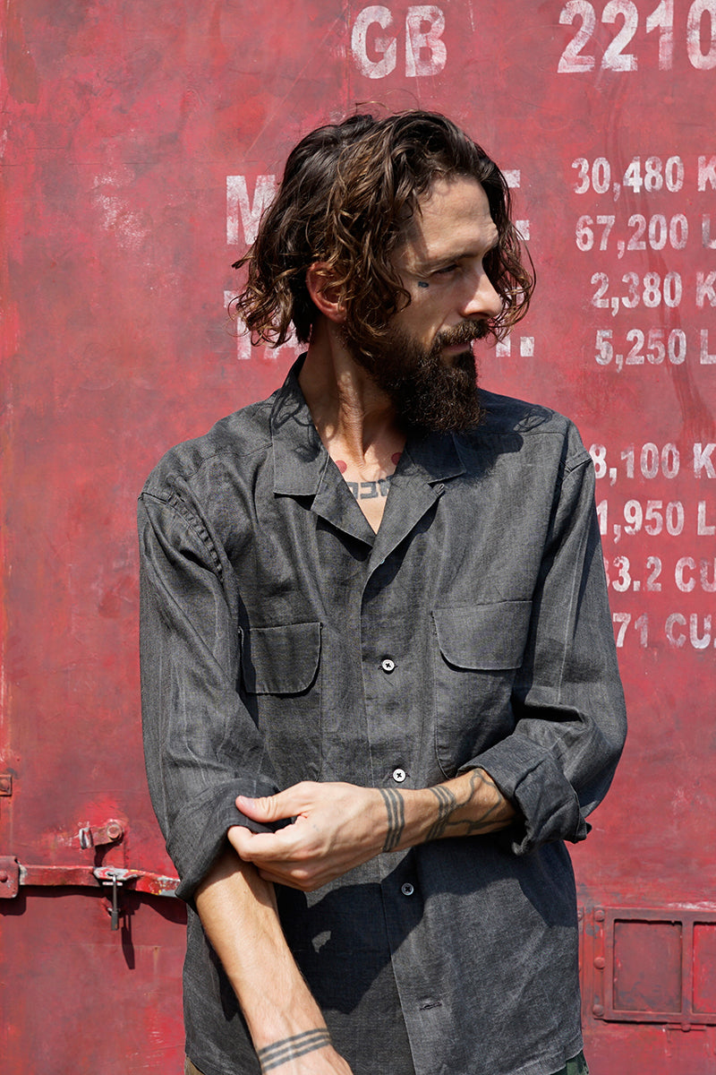【ナイジェル・ケーボン】MAN / オープンカラーシャツ - ヘンプ / OPEN COLLAR SHIRT - HEMP