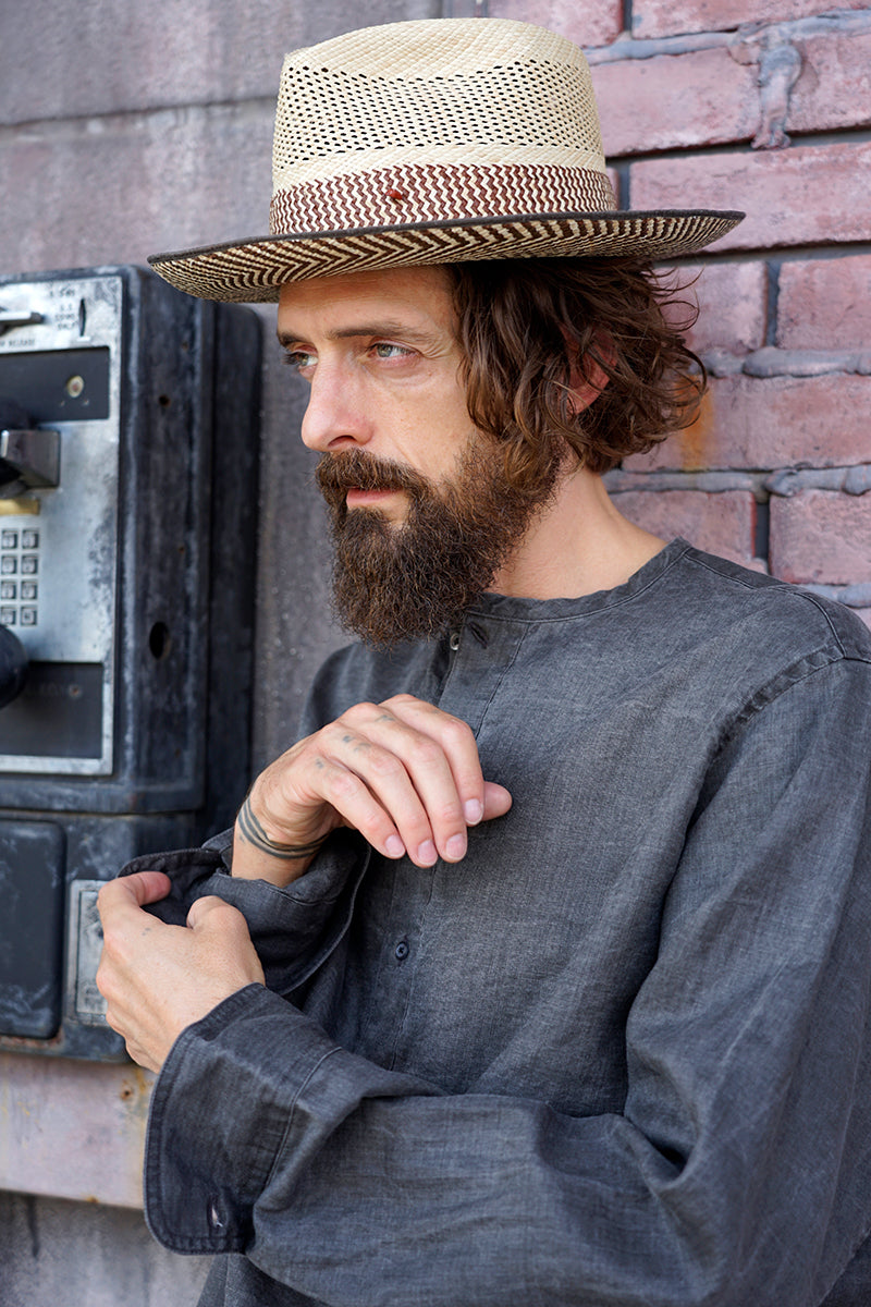 【ナイジェル・ケーボン】MAN / ヘンリーネックシャツ - ヘンプ / HENLEY SHIRT - HEMP