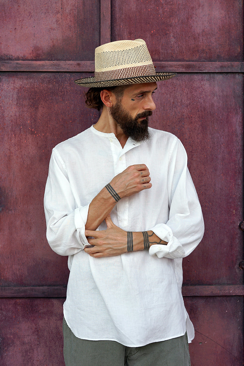 【ナイジェル・ケーボン】MAN / ヘンリーネックシャツ - ヘンプ / HENLEY SHIRT - HEMP