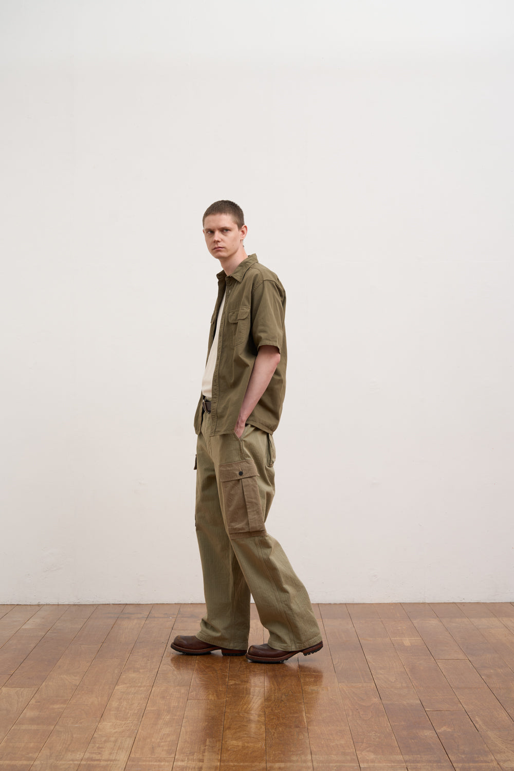 【ナイジェル・ケーボン】MAN / 50s スクエアヘムワークシャツ / 50s SQUARE HEM WORK SHIRT