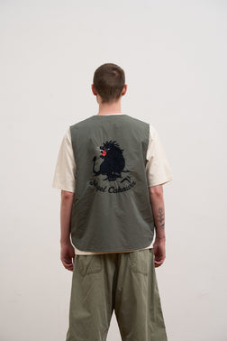 【ナイジェル・ケーボン】MAN / スーベニアベスト - リバーシブルコットンナイロンウェザー / SOUVENIR VEST - REV COTTON NYLON WEATHER