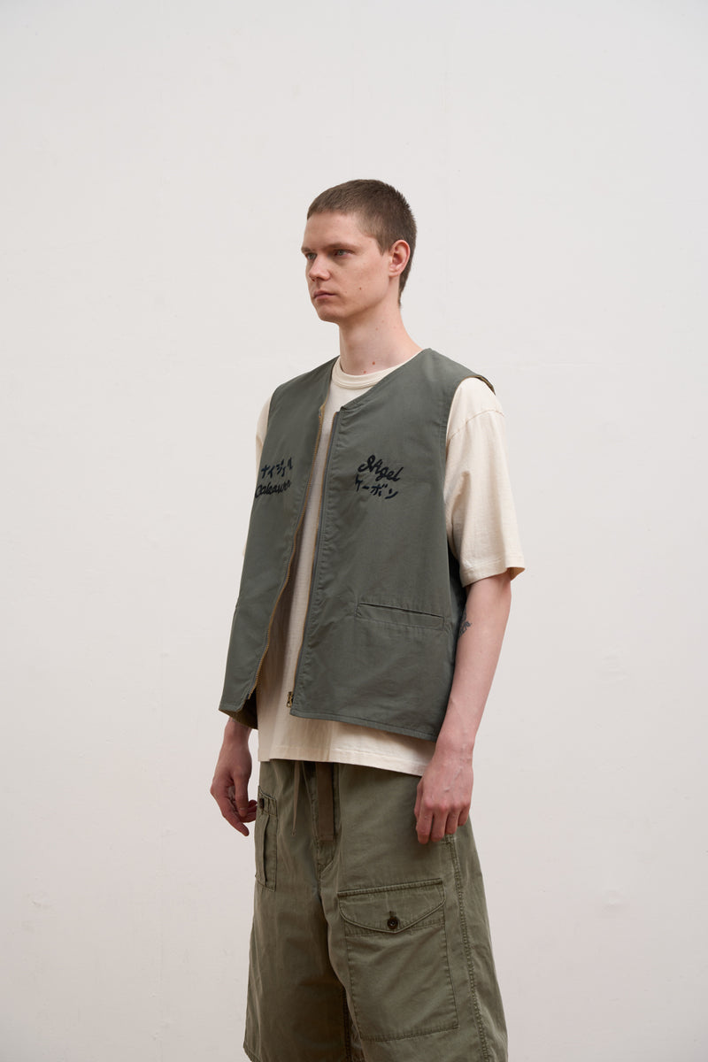 【ナイジェル・ケーボン】MAN / スーベニアベスト - リバーシブルコットンナイロンウェザー / SOUVENIR VEST - REV COTTON NYLON WEATHER