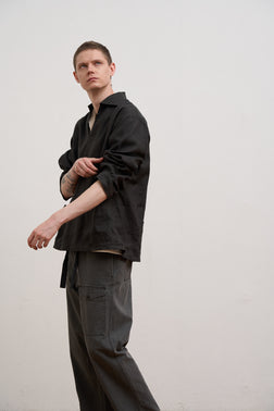 【ナイジェル・ケーボン】MAN / フレンチプルオーバーシャツ- ヘンプ / FRENCH PULLOVER SHIRT - HEMP