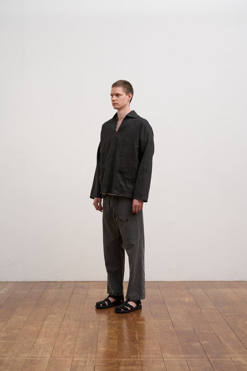 【ナイジェル・ケーボン】MAN / フレンチプルオーバーシャツ- ヘンプ / FRENCH PULLOVER SHIRT - HEMP