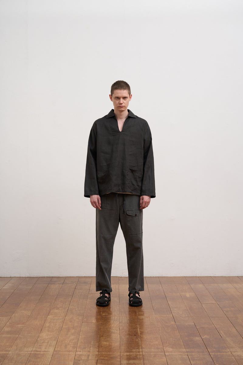 【ナイジェル・ケーボン】MAN / フレンチプルオーバーシャツ- ヘンプ / FRENCH PULLOVER SHIRT - HEMP