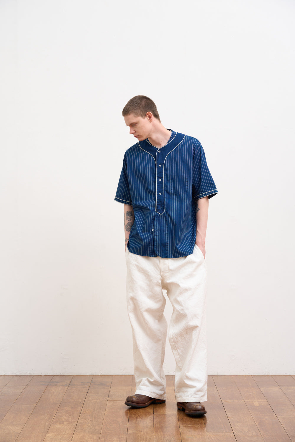 【ナイジェル・ケーボン】MAN / ベースボールシャツ ショートスリーブ - コットンウォバッシュ / BASEBALL SH S/S - COTTON WABASH