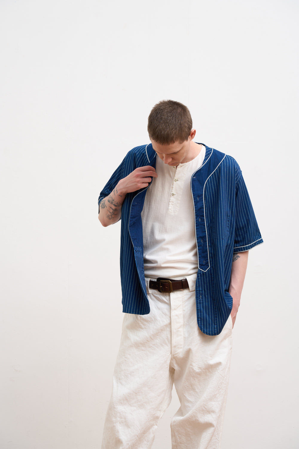 【ナイジェル・ケーボン】MAN / ベースボールシャツ ショートスリーブ - コットンウォバッシュ / BASEBALL SH S/S - COTTON WABASH