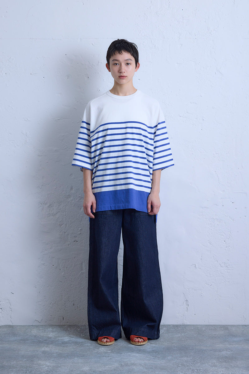 ナイジェル・ケーボン】WOMAN / 5.6ハーフスリーブ ボーダー / 5.6oz