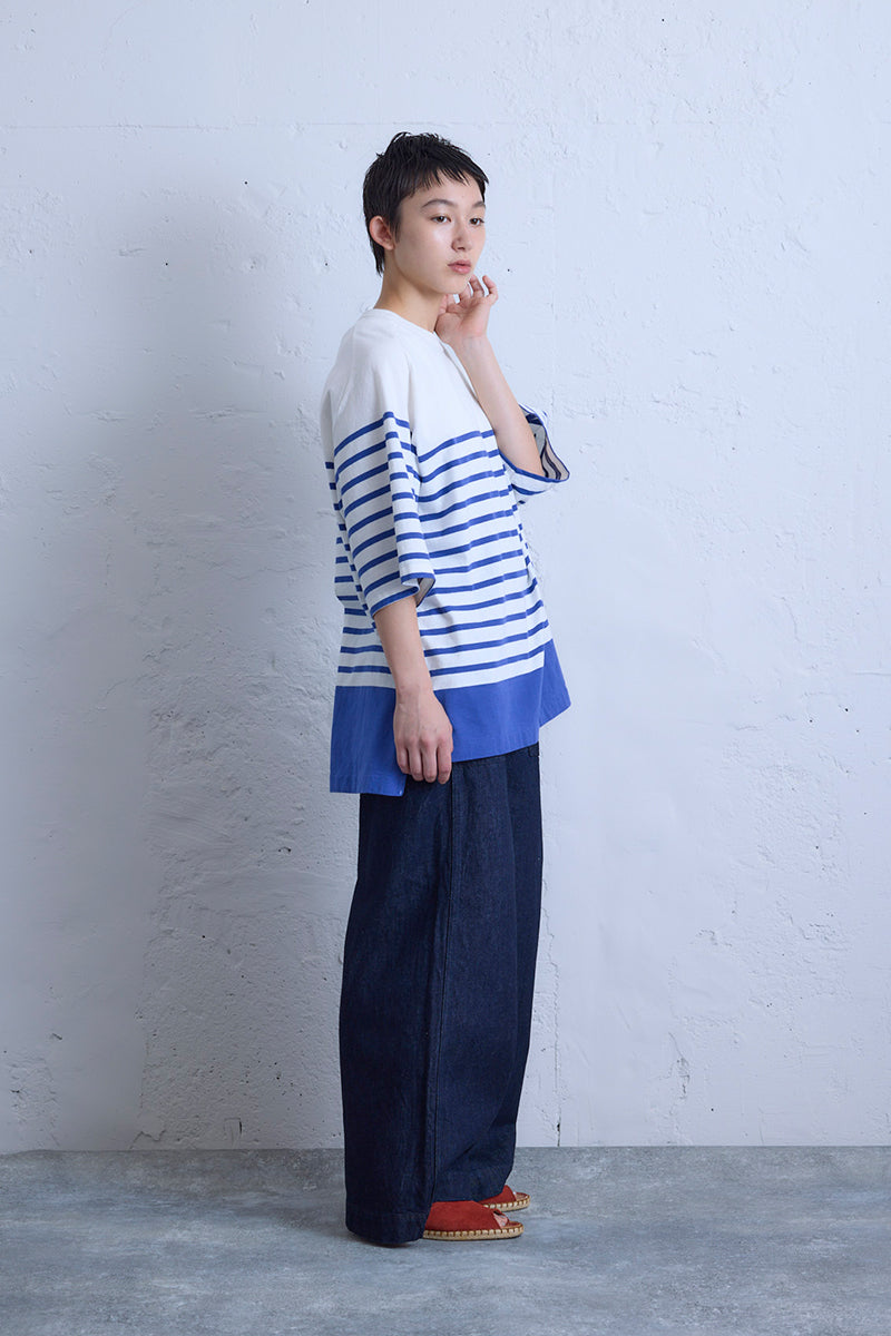 ナイジェル・ケーボン】WOMAN / 5.6ハーフスリーブ ボーダー / 5.6oz